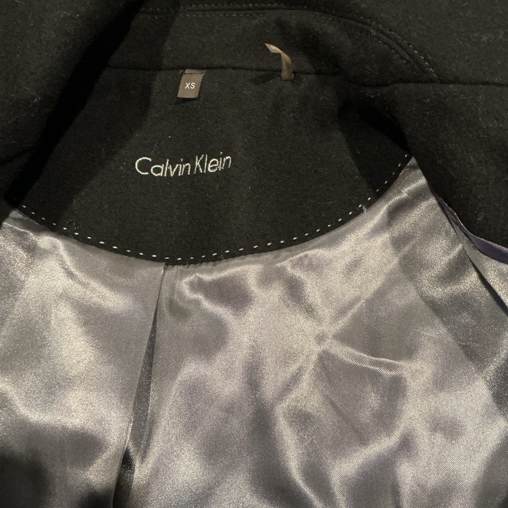 Calvin Klein Women’s Wool Blend Belted Trench Coat – Size XS – Black - Picture 10 of 12